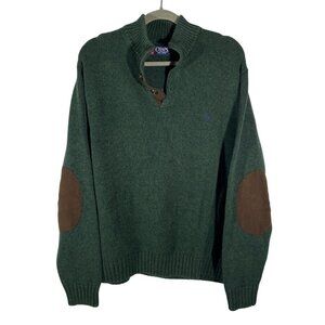 Vintage Y2K Chaps Ralph Lauren elbow patch stand collar Henley sweater Men’s XL
